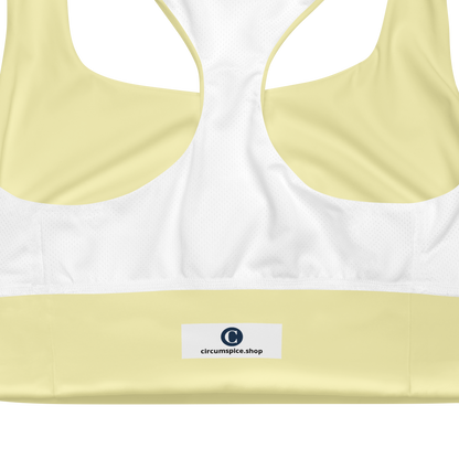 Michigan Upper Peninsula Longline Sports Bra (w/ UP USA Flag) | Canary Yellow