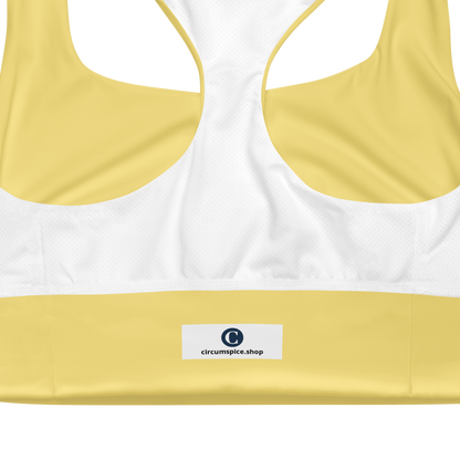 Michigan Upper Peninsula Longline Sports Bra (w/ UP USA Flag) | Cherry Yellow