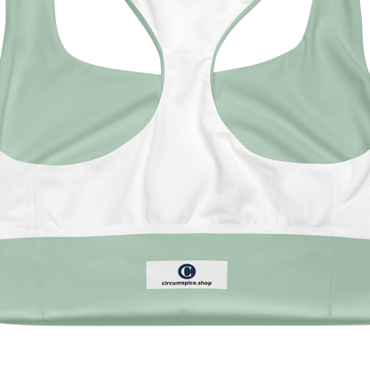 Michigan Upper Peninsula Longline Sports Bra (w/ UP USA Flag) | Sea Green