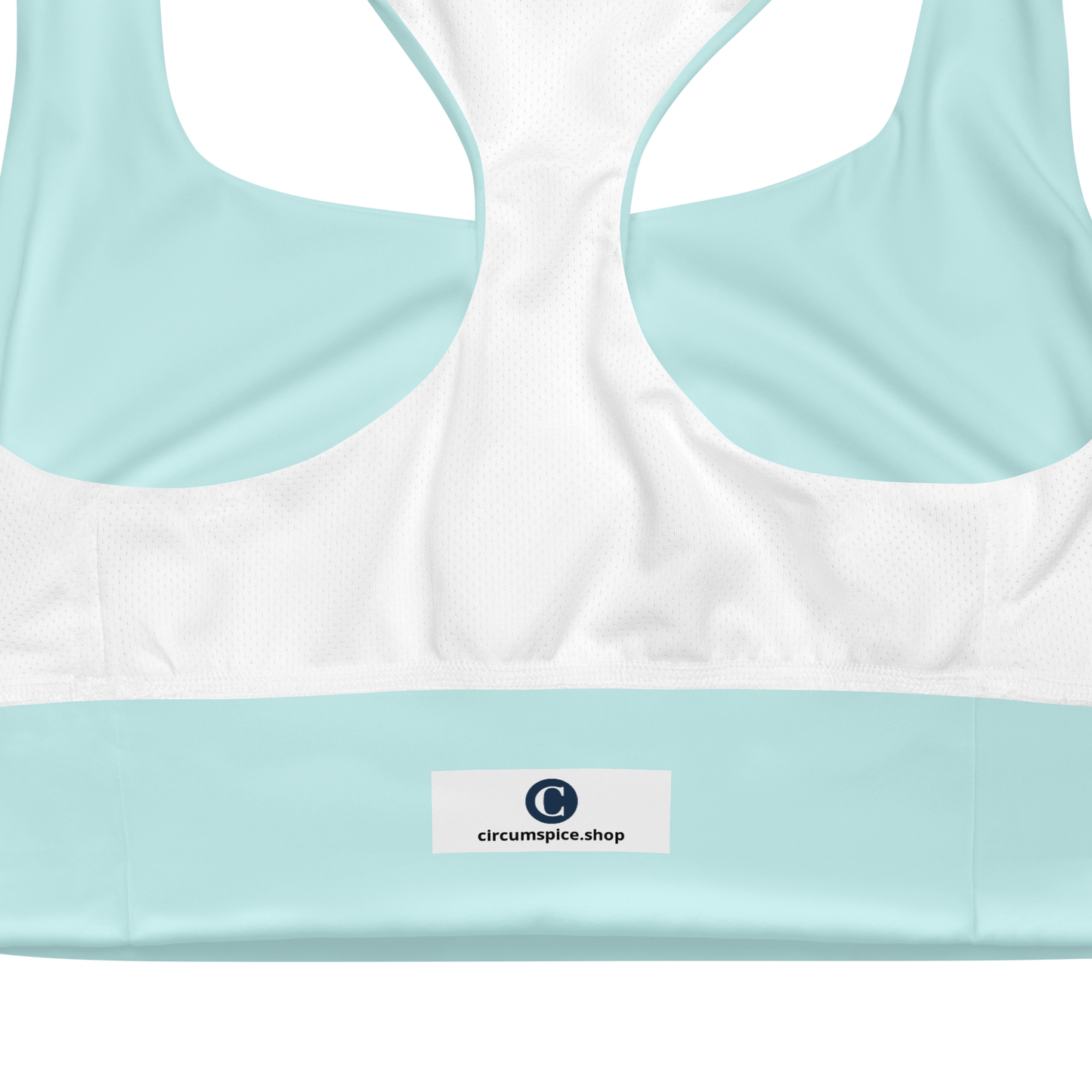 Michigan Upper Peninsula Longline Sports Bra (w/ UP USA Flag) | Cyan