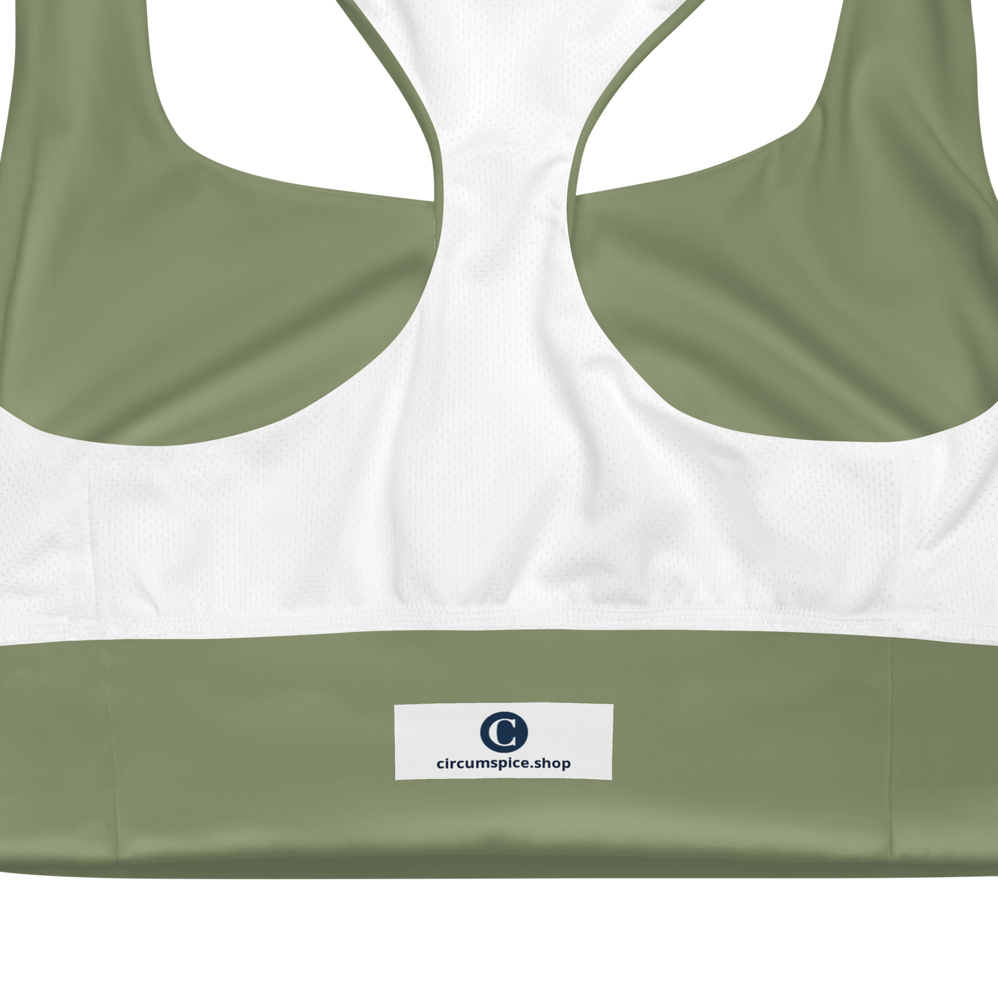 Michigan Upper Peninsula Longline Sports Bra (w/ UP USA Flag) | Beachgrass Green