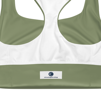 Michigan Upper Peninsula Longline Sports Bra (w/ UP USA Flag) | Beachgrass Green