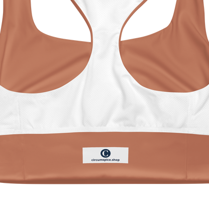 Michigan Upper Peninsula Longline Sports Bra (w/ UP USA Flag) | Copper Color