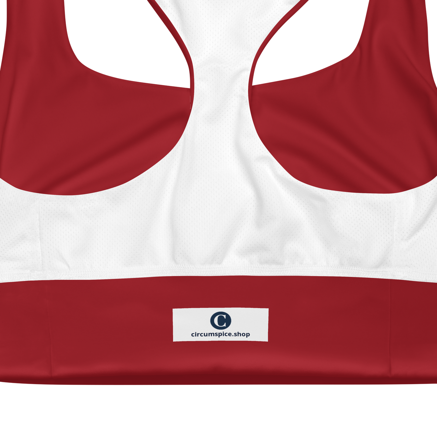 Michigan Upper Peninsula Longline Sports Bra (w/ UP USA Flag) | Thimbleberry Red