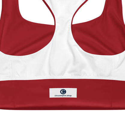 Michigan Upper Peninsula Longline Sports Bra (w/ UP USA Flag) | Thimbleberry Red