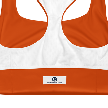 Michigan Upper Peninsula Longline Sports Bra (w/ UP USA Flag) | Maple Leaf Orange