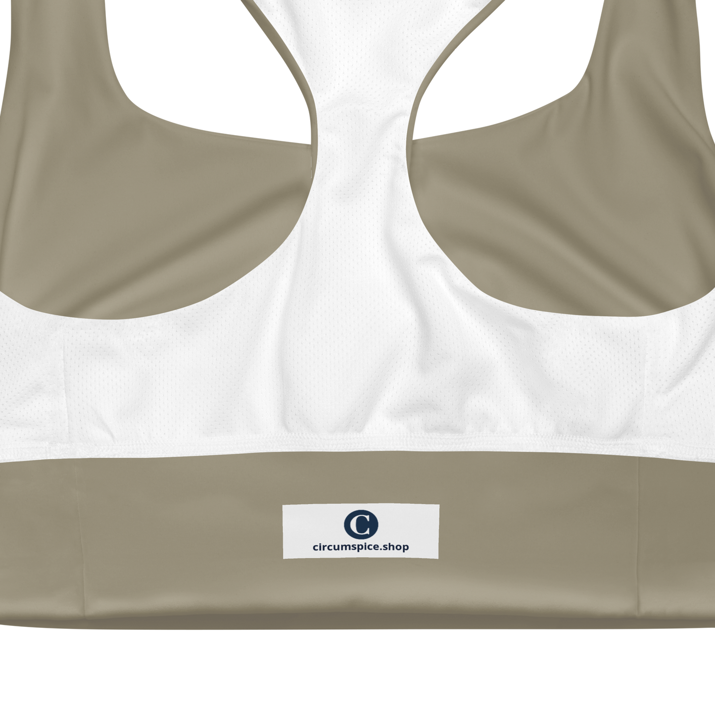 Michigan Upper Peninsula Longline Sports Bra (w/ UP USA Flag) | Petoskey Stone Beige