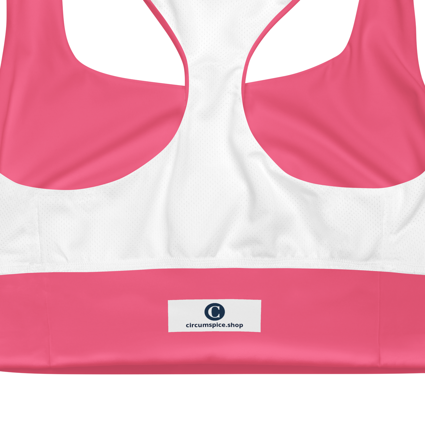 Michigan Upper Peninsula Longline Sports Bra (w/ UP USA Flag) | Rhodochrosite Pink