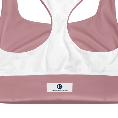 Michigan Upper Peninsula Longline Sports Bra (w/ UP USA Flag) | Cherry Blossom Pink