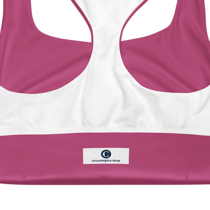 Michigan Upper Peninsula Longline Sports Bra (w/ UP USA Flag) | Apple Blossom Pink