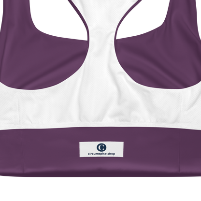 Michigan Upper Peninsula Longline Sports Bra (w/ UP USA Flag) | Plum