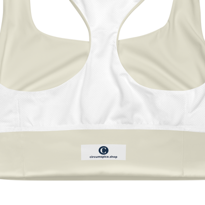 Michigan Upper Peninsula Longline Sports Bra (w/ UP USA Flag) | Ivory Color