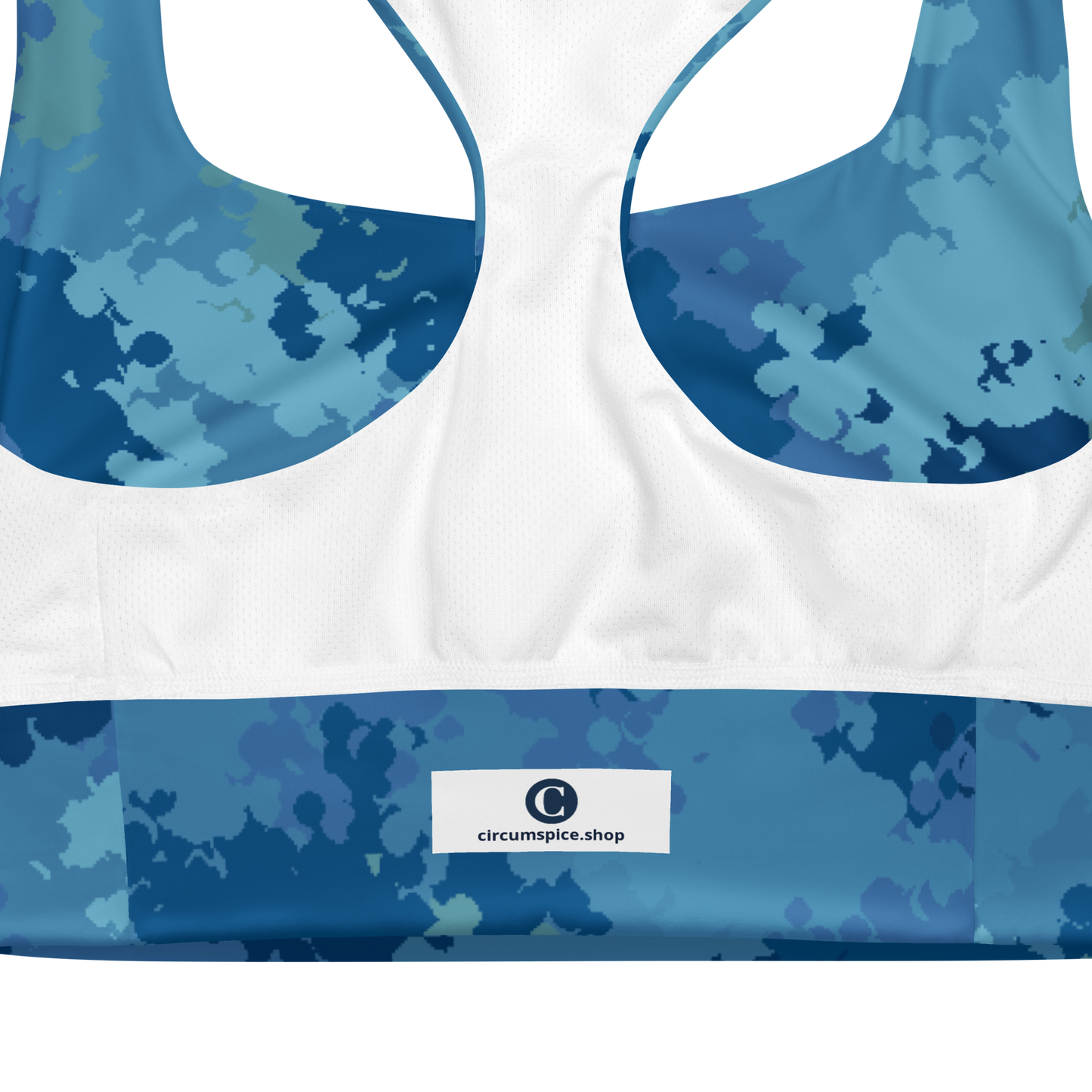 Michigan Upper Peninsula Longline Sports Bra (w/ UP USA Flag) | Great Lakes Camo