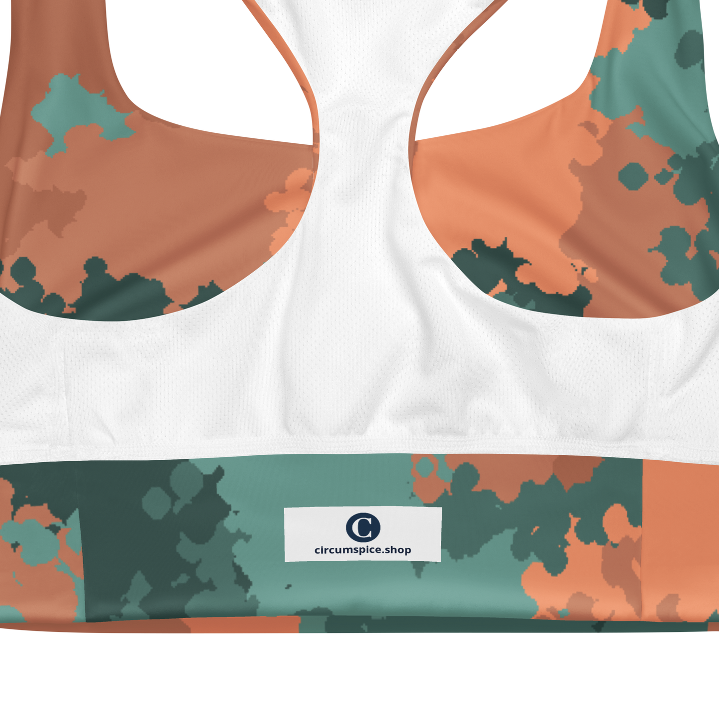 Michigan Upper Peninsula Longline Sports Bra (w/ UP USA Flag) | Copper Green