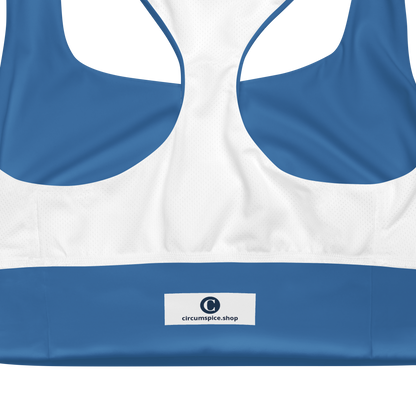 Michigan Upper Peninsula Longline Sports Bra (w/ UP Outline) | Lake Superior Blue