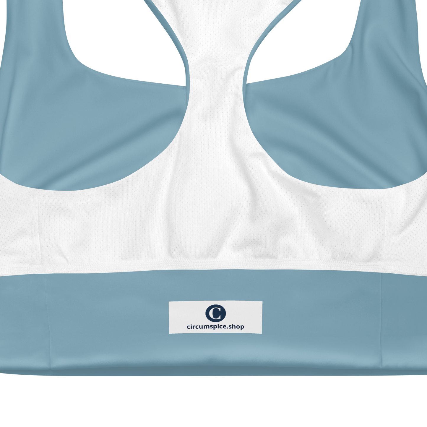 Michigan Upper Peninsula Longline Sports Bra (w/ UP Outline) | Opal Blue