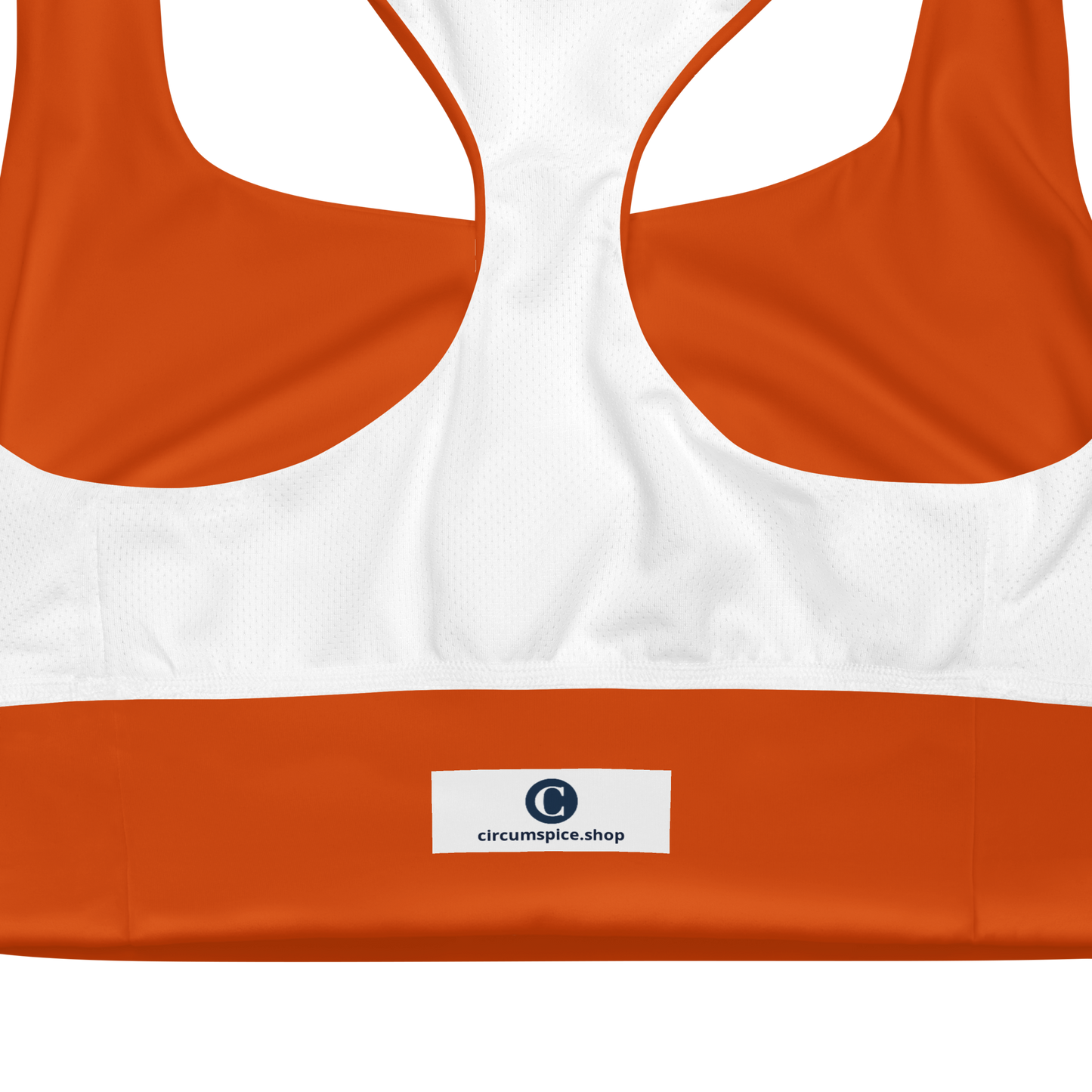 Michigan Upper Peninsula Longline Sports Bra (w/ UP Outline) | Maple Leaf Orange