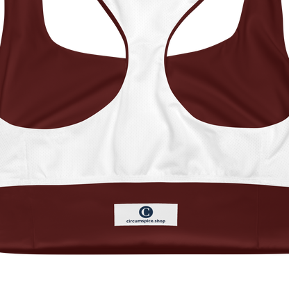 Michigan Upper Peninsula Longline Sports Bra (w/ UP Outline) | Cherrywood Color