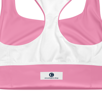 Michigan Upper Peninsula Longline Sports Bra (w/ UP Outline) | '67 Caddie Pink