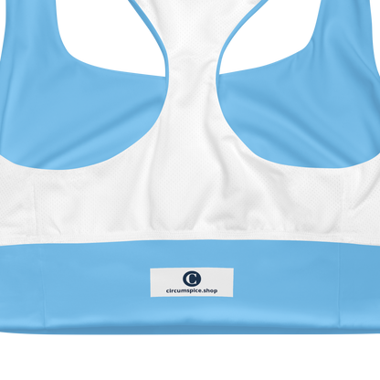 Michigan Upper Peninsula Longline Sports Bra (w/ UP Outline) | DTW Blue