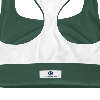 Michigan Upper Peninsula Longline Sports Bra (w/ UP Outline) | Ginger Ale Green