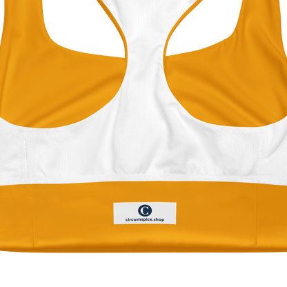 Michigan Upper Peninsula Longline Sports Bra (w/ UP Outline) | Birch Leaf Orange