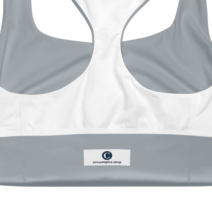 Michigan Upper Peninsula Longline Sports Bra (w/ UP Outline) | Silver