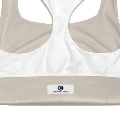 Michigan Upper Peninsula Longline Sports Bra (w/ UP Outline) | Canvas Color