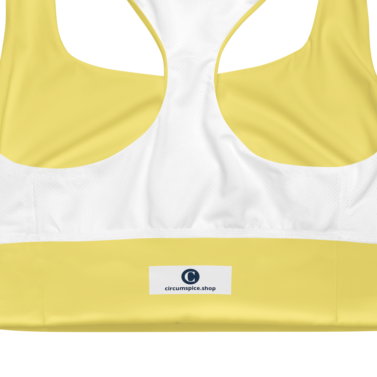 Michigan Upper Peninsula Longline Sports Bra (w/ UP Outline) | Cherry Yellow