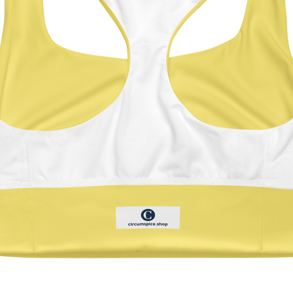 Michigan Upper Peninsula Longline Sports Bra (w/ UP Outline) | Cherry Yellow