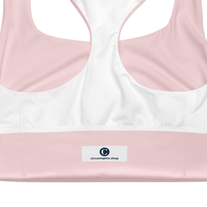 Michigan Upper Peninsula Longline Sports Bra (w/ UP Outline) | Pale Pink