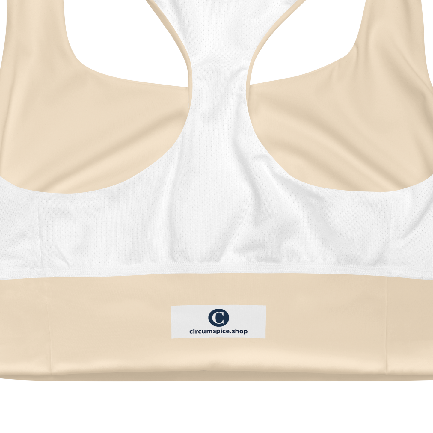 Michigan Upper Peninsula Longline Sports Bra (w/ UP Outline) | Champagne White