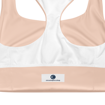 Michigan Upper Peninsula Longline Sports Bra (w/ UP Outline) | Cinderella Pink