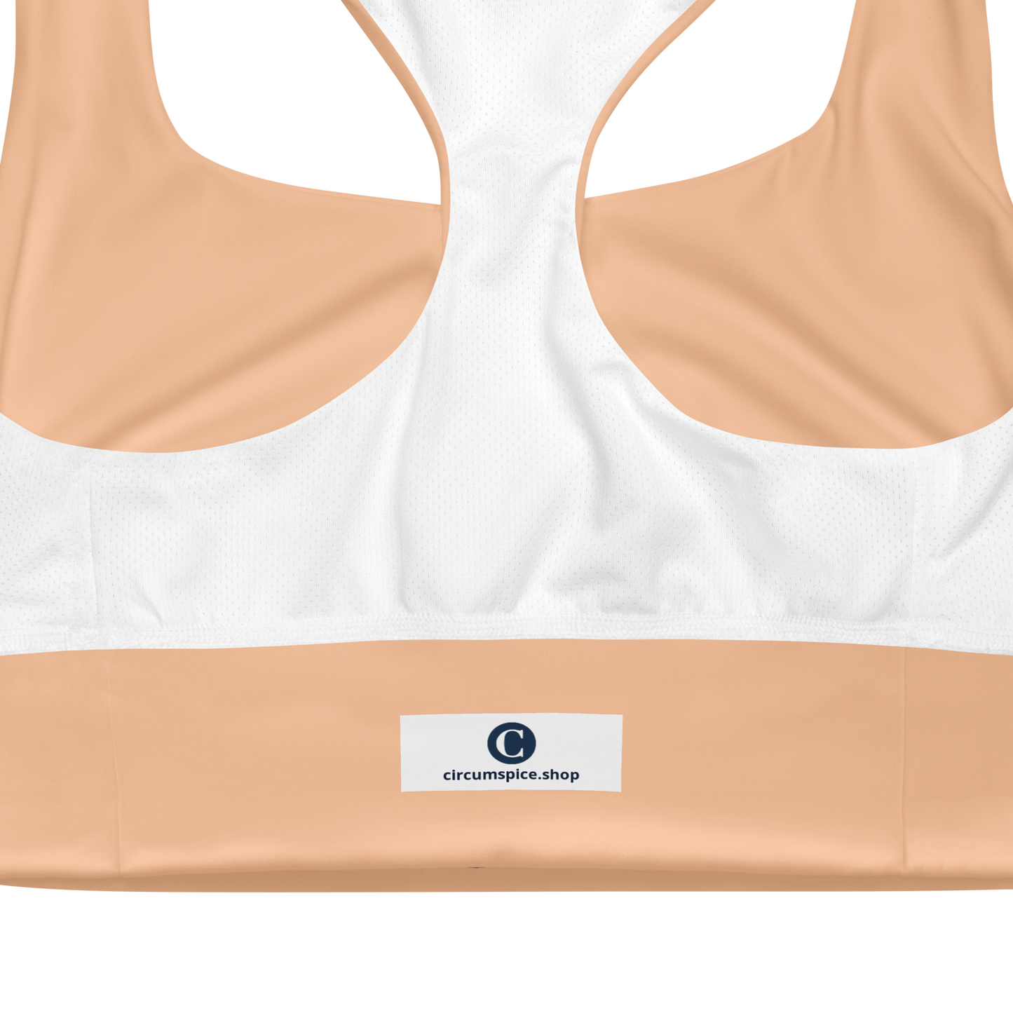 Michigan Upper Peninsula Longline Sports Bra (w/ UP Outline) | Peach