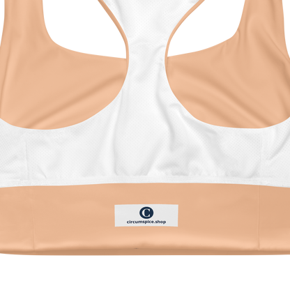 Michigan Upper Peninsula Longline Sports Bra (w/ UP Outline) | Peach