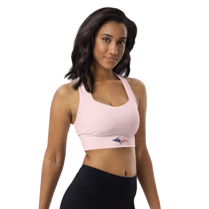 Michigan Upper Peninsula Longline Sports Bra (w/ UP USA Flag) | Pale Pink