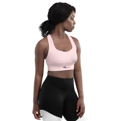 Michigan Upper Peninsula Longline Sports Bra (w/ UP USA Flag) | Pale Pink