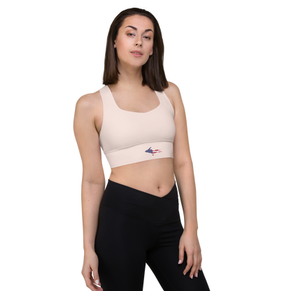 Michigan Upper Peninsula Longline Sports Bra (w/ UP USA Flag) | Champagne Pink