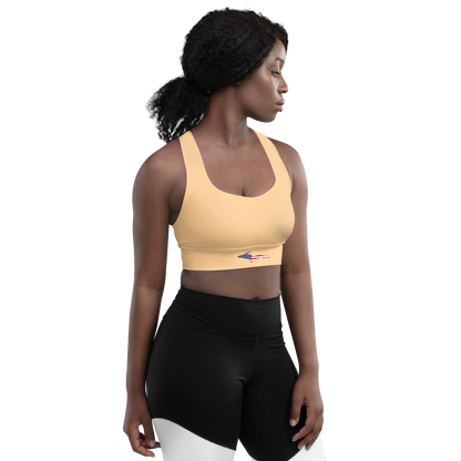 Michigan Upper Peninsula Longline Sports Bra (w/ UP USA Flag) | Pale Apricot