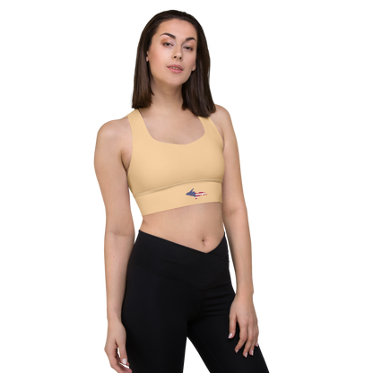 Michigan Upper Peninsula Longline Sports Bra (w/ UP USA Flag) | Pale Apricot