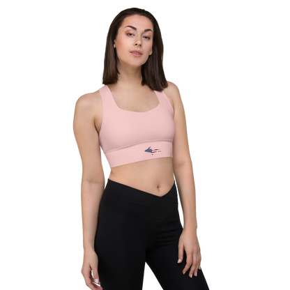 Michigan Upper Peninsula Longline Sports Bra (w/ UP USA Flag) | Cosmos Pink