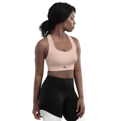 Michigan Upper Peninsula Longline Sports Bra (w/ UP USA Flag) | Rose Gold