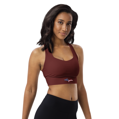 Michigan Upper Peninsula Longline Sports Bra (w/ UP USA Flag) | Cherrywood