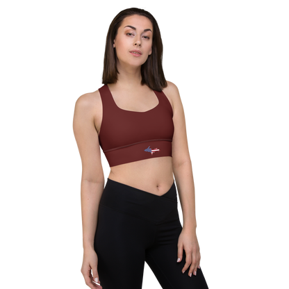 Michigan Upper Peninsula Longline Sports Bra (w/ UP USA Flag) | Cherrywood