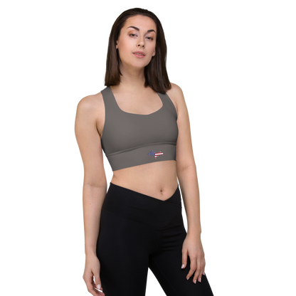 Michigan Upper Peninsula Longline Sports Bra (w/ UP USA Flag) | Warren Tank Grey