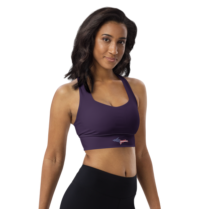 Michigan Upper Peninsula Longline Sports Bra (w/ UP USA Flag) | Blackcurrant