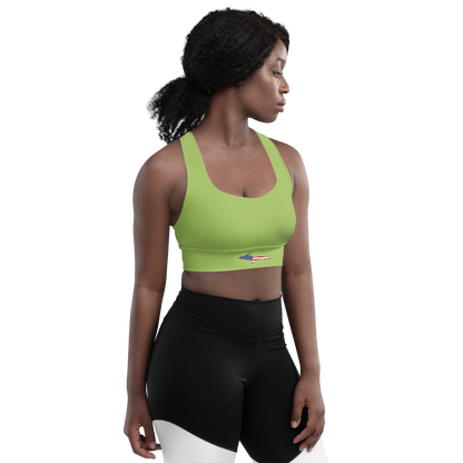 Michigan Upper Peninsula Longline Sports Bra (w/ UP USA Flag) | Gooseberry Green