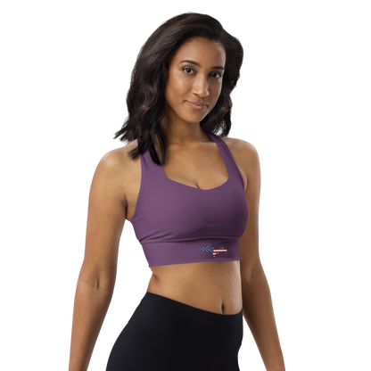 Michigan Upper Peninsula Longline Sports Bra (w/ UP USA Flag) | Plum