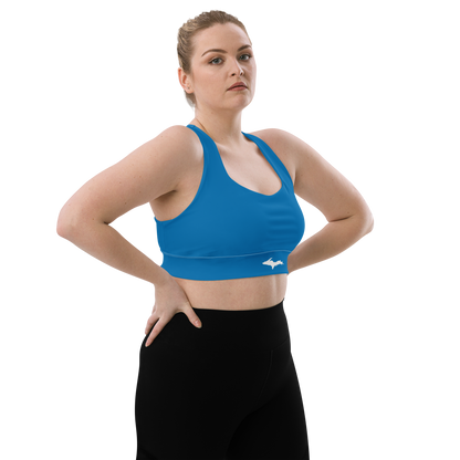 Michigan Upper Peninsula Longline Sports Bra (w/ UP Outline) | Azure