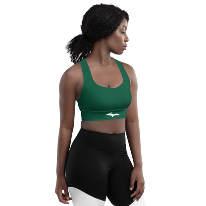 Michigan Upper Peninsula Longline Sports Bra (w/ UP Outline) | Superior Green